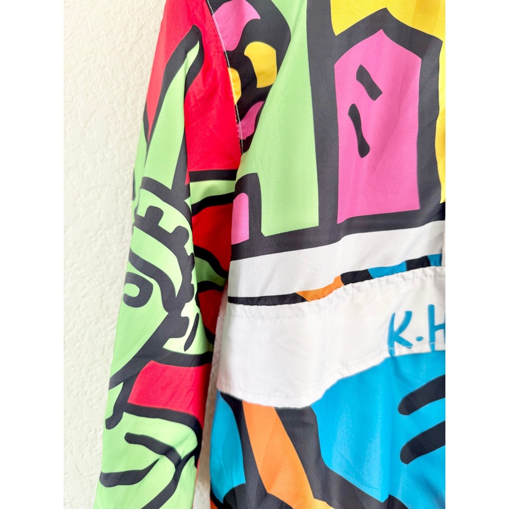 Members Only Keith Haring Windbreaker Jacket Pop Art Graphic Anorak Multicolor - Picture 3 of 15